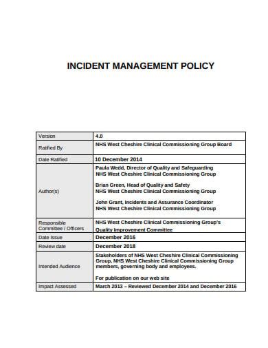 Incident Management Policy Template