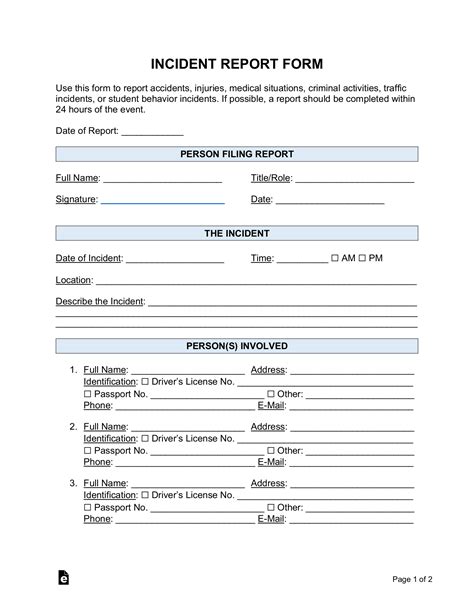 Incident Report Free Template
