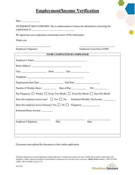 Income Verification Template