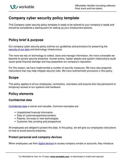 Information Security Policy Template For Small Business