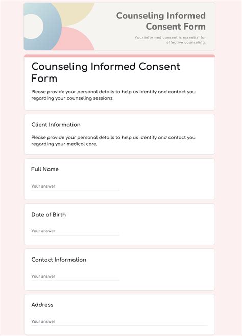 Informed Consent Template Counseling