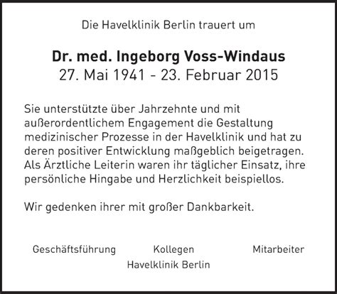 Ingeborg Monika Voss-Windaus Fachärztin für Anästhesiologie