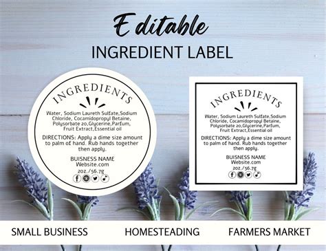 Ingredient Template Label