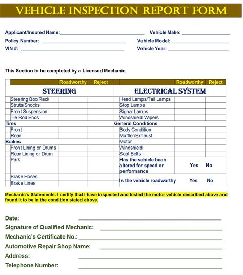 Inspection Form Template