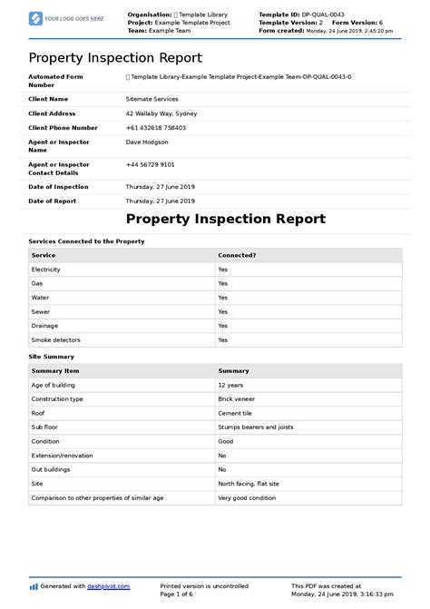 Inspection Report Template With Photos
