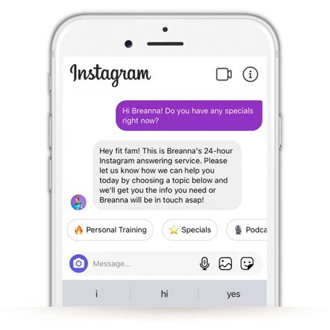 Instagram Text Message Template