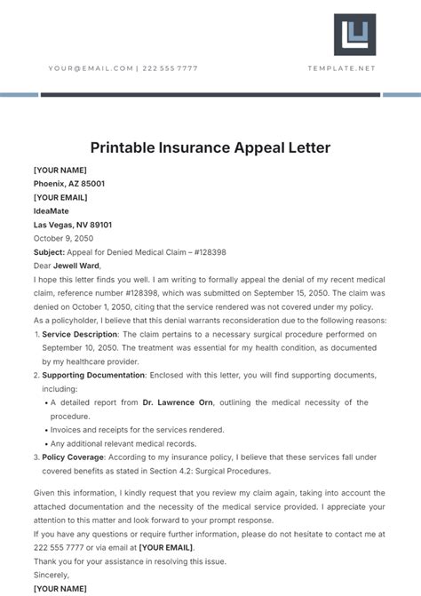 Insurance Letter Of Appeal Template