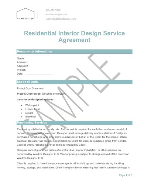 Interior Decorating Contract Template
