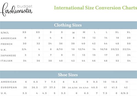 International Conversion Size Chart
