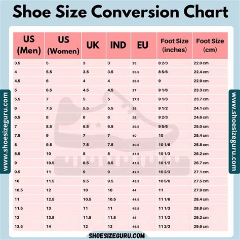 International Foot Size Conversion Chart