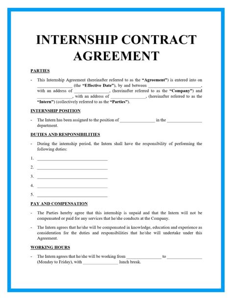 Internship Agreement Template