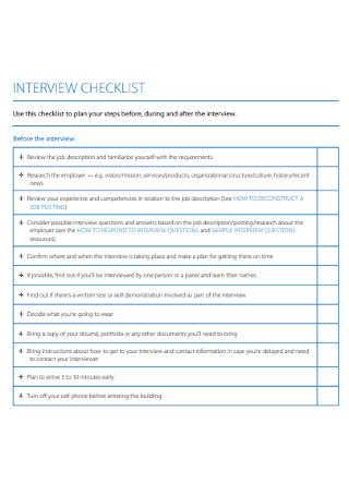 Interview Checklist Template