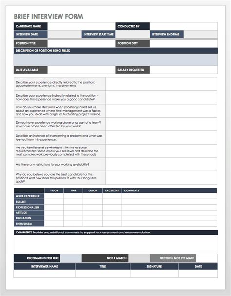 Interview Form Template