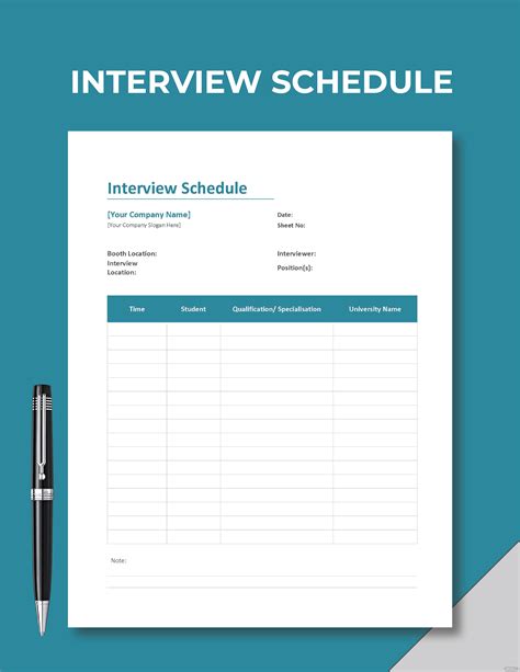 Interview Schedule Template Word