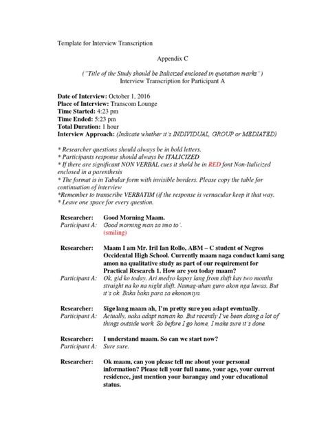 Interview Transcript Template