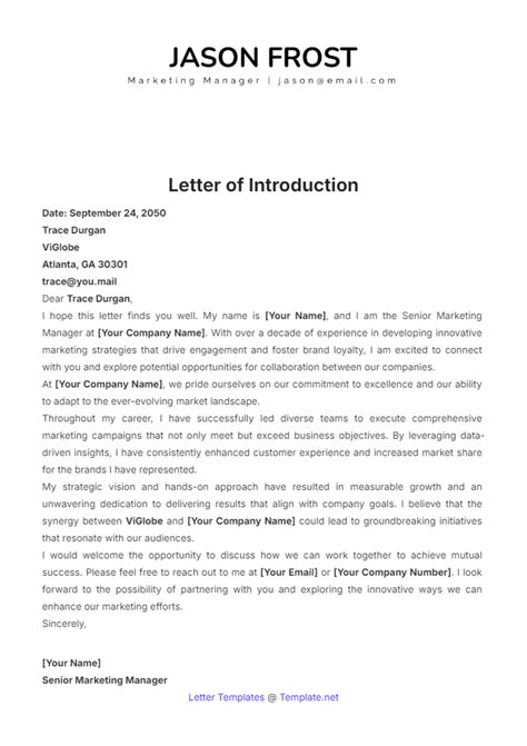 Intro Letter Template