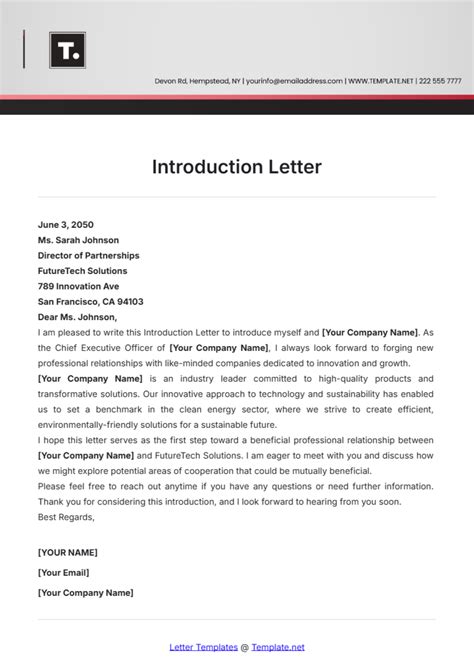 Introduction Letter Templates