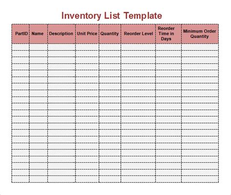 Inventory Template For Numbers