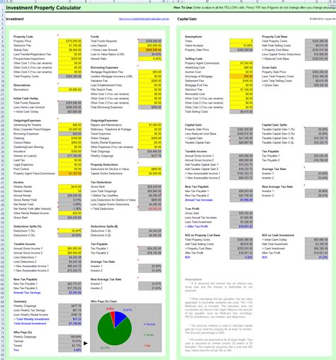 Investment Property Spreadsheet Template