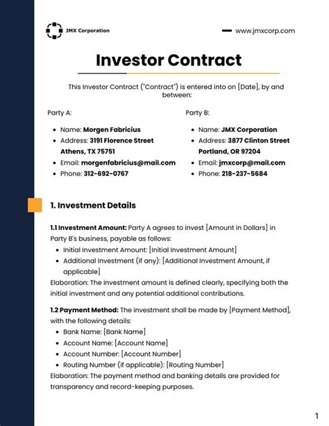 Investor Document Template