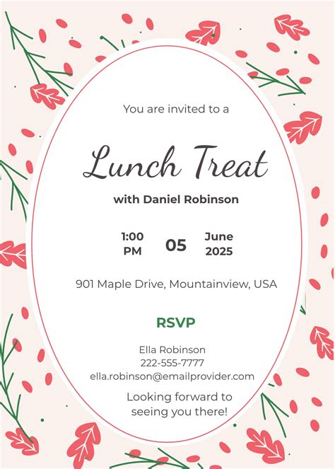 Invitation For Lunch Template