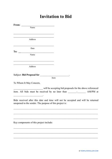 Invitation To Bid Template