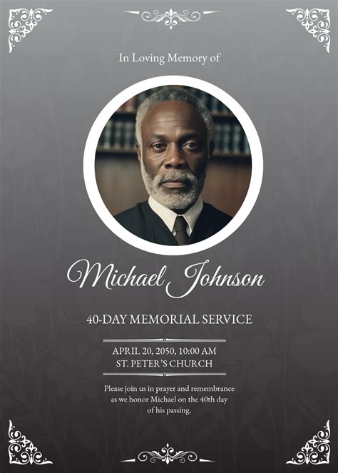 Invitation To Funeral Template