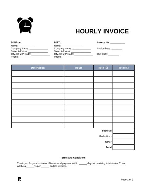 Invoice Hourly Template