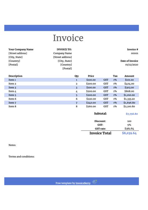 Invoice Template Google