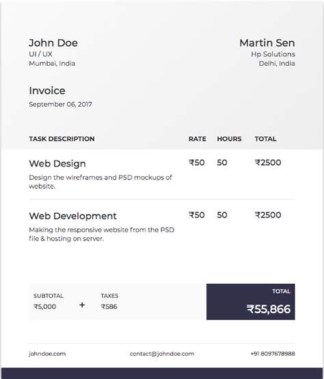 Invoice Template Html