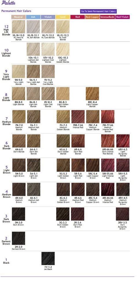 Ion Hair Colors Chart