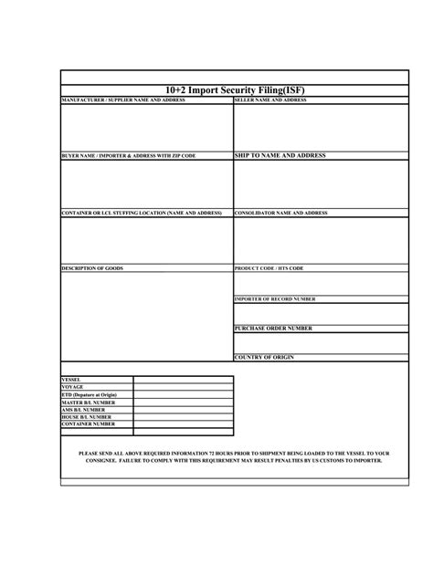 Isf Form Template