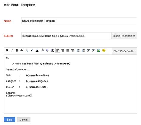 Issue Email Template