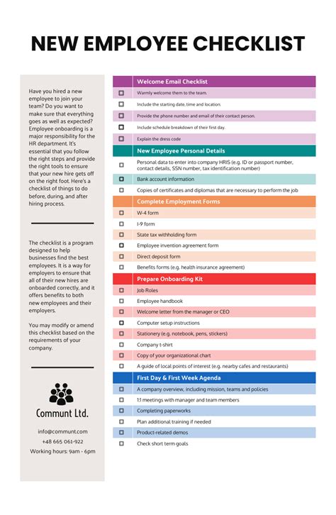 It New Employee Checklist Template