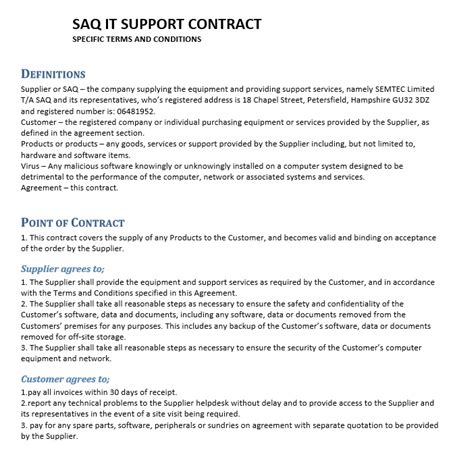 It Service Contract Template