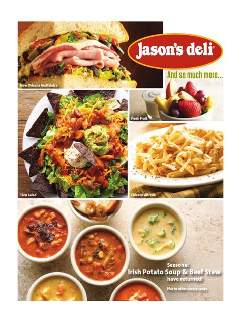Jason's Deli Printable Menu