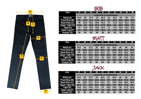 Jean Measurement Chart