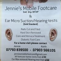 Jennie's mobile Footcare & Ear micro suction Peterborough