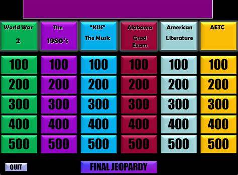 Jeopardy Online Template