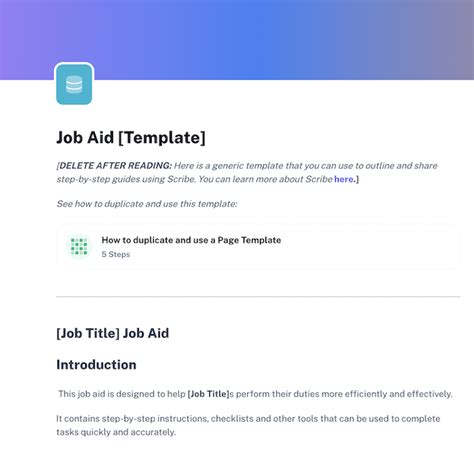 Job Aid Template