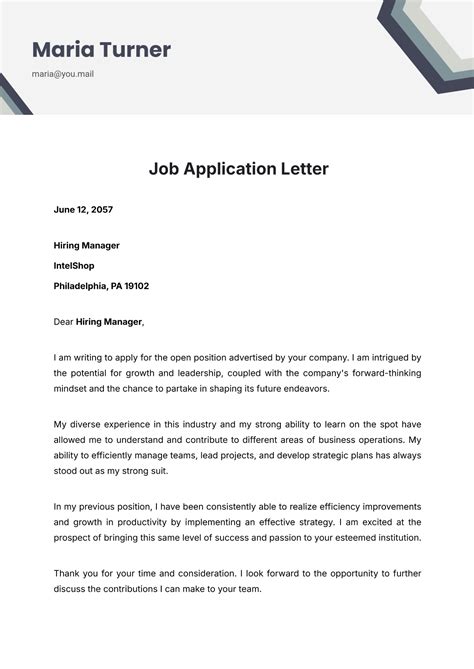 Job Application Template Write A Letter