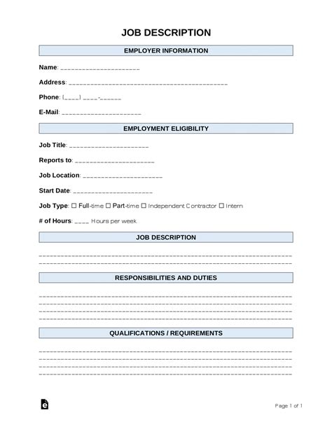 Job Description Template Doc
