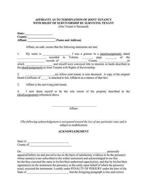 Joint Tenancy Agreement Template