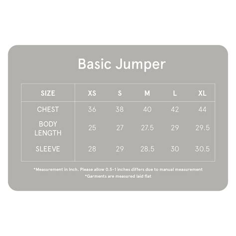 Jumper Size Chart