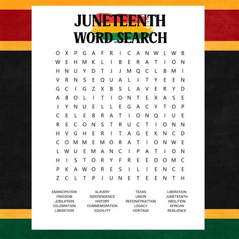 Juneteenth Word Search Printable
