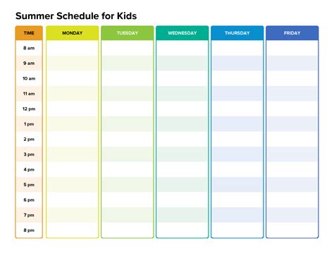 Kids Schedule Template