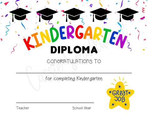 Kindergarten Graduation Certificate Template