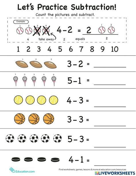 Kindergarten Subtraction Printables