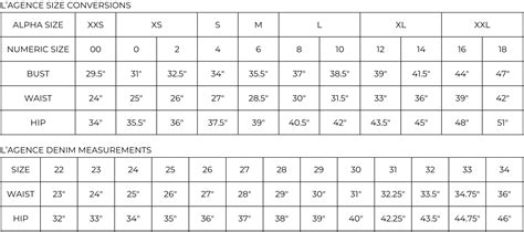 L Agence Size Chart