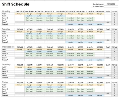 Labor Schedule Template